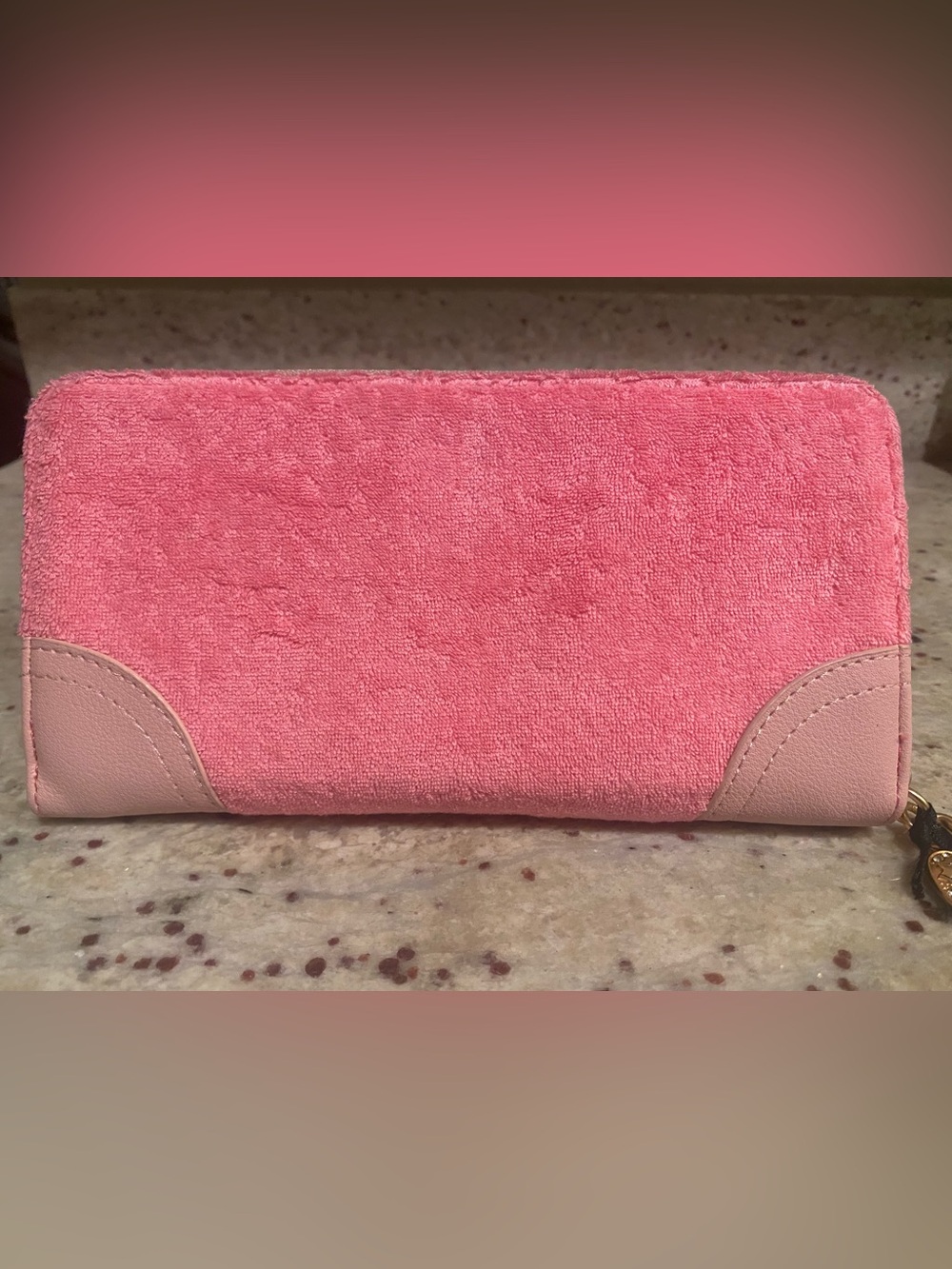 Juicy Couture Pink Fabric Embroidered Zip Wallet NWT MSRP $49. - Picture 4 of 5